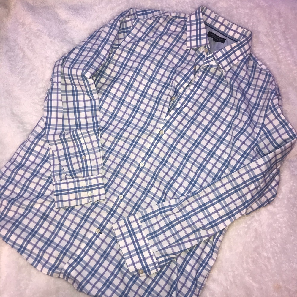 banana republic blue and purple shirt